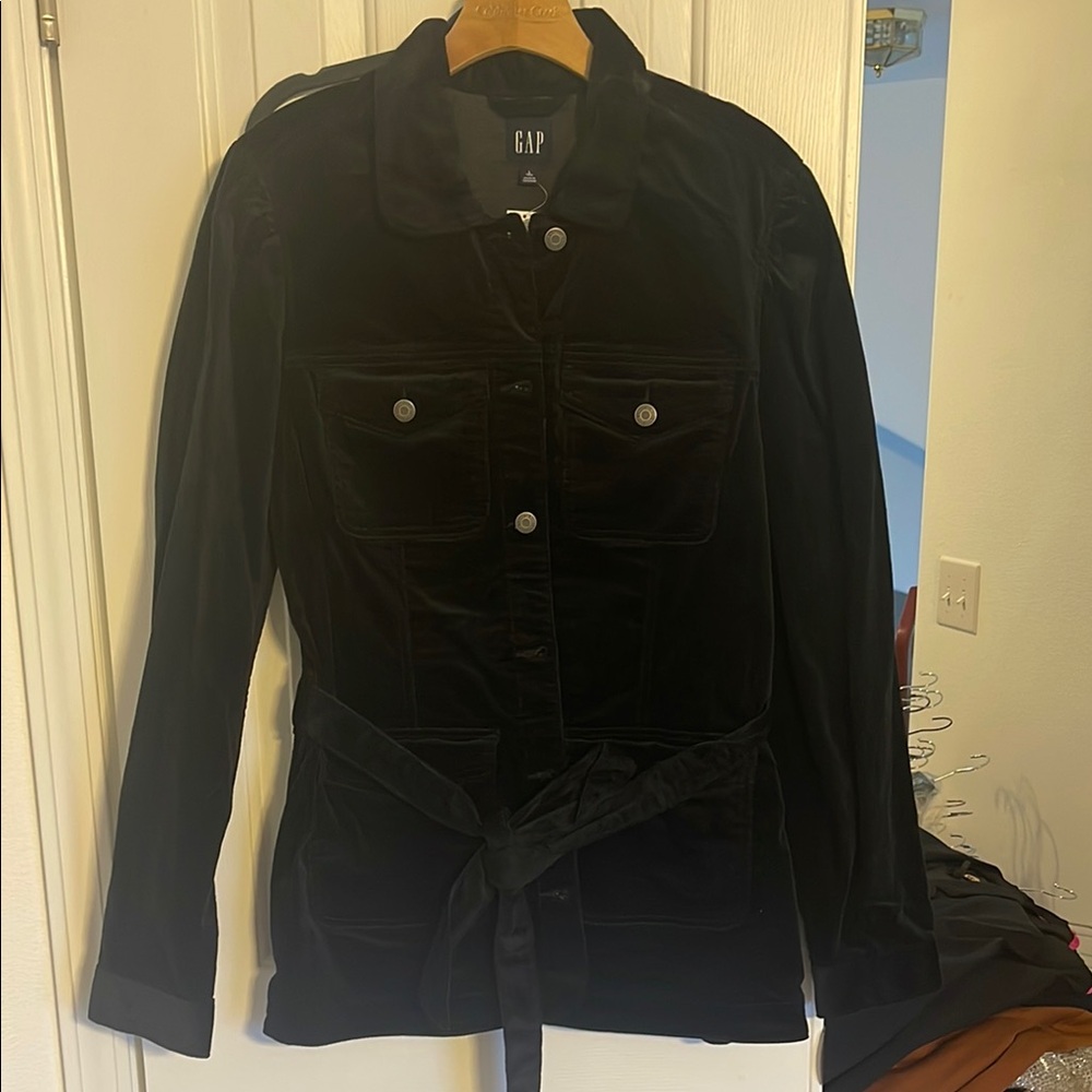 Gap TALL Velvet Denim Style Belted Jacket
